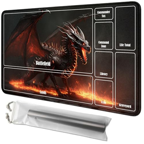 RWUTYTIUL Dragon Card Playmat 61 x 35,6 cm mit Tube-Tasche, Kartenspielbrett mit Zonen, Commander-Deck, MTG, RPG, CCG, TCG, Kartenspiel, Schreibtischunterlage für Anfänger RWUTYTIUL Dragon Card Playmat 61 x 35,6 cm mit Tube-Tasche, Kartenspielbrett mit Zonen, Commander-Deck, MTG, RPG, CCG, TCG, Kartenspiel, Schreibtischunterlage für Anfänger von RWUTYTIUL