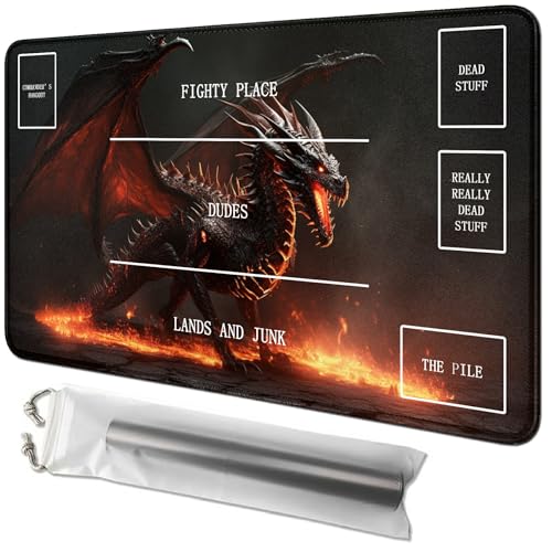 RWUTYTIUL Dragon Card Playmat 61 x 35,6 cm mit Tube-Tasche, Kartenspielbrett mit Zonen, Commander-Deck, MTG, RPG, CCG, TCG, Kartenspiel, Schreibtischunterlage für Anfänger RWUTYTIUL Dragon Card Playmat 61 x 35,6 cm mit Tube-Tasche, Kartenspielbrett mit Zonen, Commander-Deck, MTG, RPG, CCG, TCG, Kartenspiel, Schreibtischunterlage für Anfänger von RWUTYTIUL