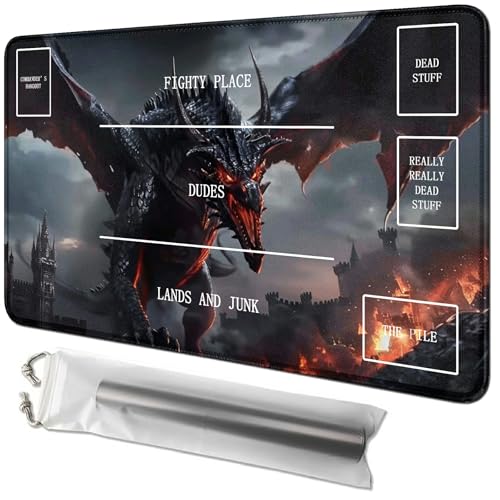 RWUTYTIUL Dragon Coole Kartenspielmatte 61 x 35,6 cm mit Tube-Tasche, Kartenspielbrett mit Zonen, Kommandantendeck, MTG, RPG, CCG, TCG, Kartenspiel, Schreibtischunterlage für Anfänger RWUTYTIUL Dragon Coole Kartenspielmatte 61 x 35,6 cm mit Tube-Tasche, Kartenspielbrett mit Zonen, Kommandantendeck, MTG, RPG, CCG, TCG, Kartenspiel, Schreibtischunterlage für Anfänger von RWUTYTIUL