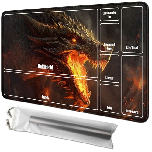 RWUTYTIUL Flame Dragon Karten-Spielmatte, 61 x 35,6 cm, mit Playmat-Röhrentasche, Kartenspiel-Spielmatte mit Zonen, Kommandanten-Deckbrett, MTG, RPG, CCG, TCG, Kartenspiel, Schreibtischmatten für RWUTYTIUL Flame Dragon Karten-Spielmatte, 61 x 35,6 cm, mit Playmat-Röhrentasche, Kartenspiel-Spielmatte mit Zonen, Kommandanten-Deckbrett, MTG, RPG, CCG, TCG, Kartenspiel, Schreibtischmatten für von RWUTYTIUL