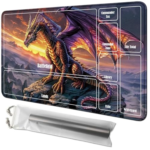 RWUTYTIUL Flame Dragon Karten-Spielmatte, 61 x 35,6 cm, mit Tube-Tasche, Kartenspielbrett mit Zonen, Commander-Deck, MTG, RPG, CCG, TCG, Kartenspiel, Schreibtischunterlage für Anfänger RWUTYTIUL Flame Dragon Karten-Spielmatte, 61 x 35,6 cm, mit Tube-Tasche, Kartenspielbrett mit Zonen, Commander-Deck, MTG, RPG, CCG, TCG, Kartenspiel, Schreibtischunterlage für Anfänger von RWUTYTIUL