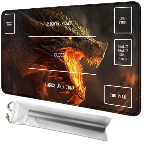 RWUTYTIUL Flame Dragon Karten-Spielmatte, 61 x 35,6 cm, mit Tube-Tasche, Kartenspielbrett mit Zonen, Commander-Deck, MTG, RPG, CCG, TCG, Kartenspiel, Schreibtischunterlage für Anfänger RWUTYTIUL Flame Dragon Karten-Spielmatte, 61 x 35,6 cm, mit Tube-Tasche, Kartenspielbrett mit Zonen, Commander-Deck, MTG, RPG, CCG, TCG, Kartenspiel, Schreibtischunterlage für Anfänger von RWUTYTIUL