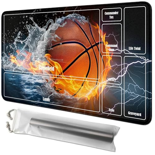 RWUTYTIUL Flaming Basketballkarten-Spielmatte, 61 x 35,6 cm, mit Tube-Tasche, Kartenspiel, Spielmatte mit Zonen, Kommandantendeckbrett, MTG, RPG, CCG, TCG, Kartenspiel, Schreibtischmatten für Anfänger RWUTYTIUL Flaming Basketballkarten-Spielmatte, 61 x 35,6 cm, mit Tube-Tasche, Kartenspiel, Spielmatte mit Zonen, Kommandantendeckbrett, MTG, RPG, CCG, TCG, Kartenspiel, Schreibtischmatten für Anfänger von RWUTYTIUL