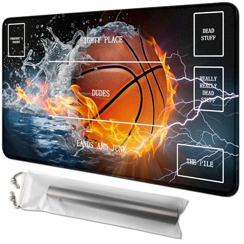 RWUTYTIUL Flaming Basketballkarten-Spielmatte, 61 x 35,6 cm, mit Tube-Tasche, Kartenspiel-Spielmatte mit Zonen, Kommandanten-Deckbrett, MTG, RPG, CCG, TCG, Kartenspiel, Schreibtischunterlage für RWUTYTIUL Flaming Basketballkarten-Spielmatte, 61 x 35,6 cm, mit Tube-Tasche, Kartenspiel-Spielmatte mit Zonen, Kommandanten-Deckbrett, MTG, RPG, CCG, TCG, Kartenspiel, Schreibtischunterlage für von RWUTYTIUL