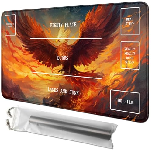 RWUTYTIUL Flaming Eagle Karten-Spielmatte, 61 x 35,6 cm, mit Playmat-Tube, Kartenspiel, Spielmatte mit Zonen, Kommandantendeckbrett, MTG, RPG, CCG, TCG, Kartenspiel, Schreibtischmatten für Anfänger RWUTYTIUL Flaming Eagle Karten-Spielmatte, 61 x 35,6 cm, mit Playmat-Tube, Kartenspiel, Spielmatte mit Zonen, Kommandantendeckbrett, MTG, RPG, CCG, TCG, Kartenspiel, Schreibtischmatten für Anfänger von RWUTYTIUL
