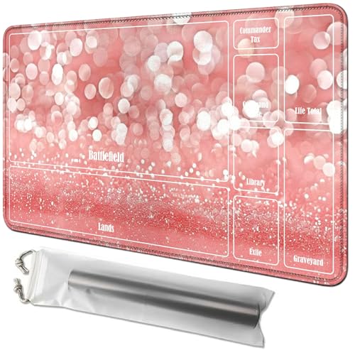 RWUTYTIUL Flash Pink Karten-Spielmatte, 61 x 35,6 cm, mit Playmat-Tube, Kartenspiel-Spielmatte mit Zonen, Commander-Deckbrett, MTG, RPG, CCG, TCG, Kartenspiel, Schreibtischmatten für Anfänger von RWUTYTIUL