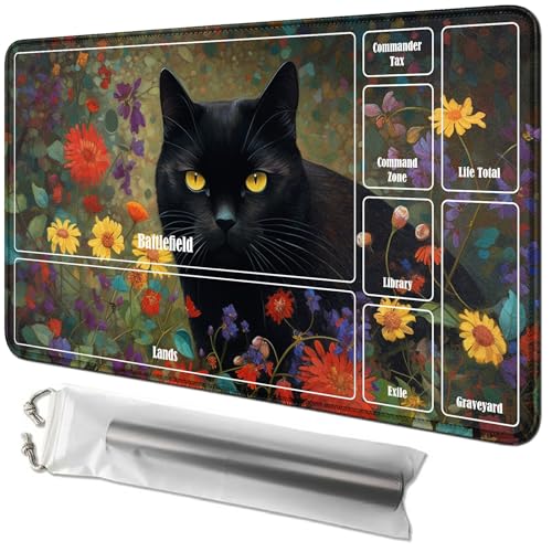 RWUTYTIUL Floral Cat Card Playmat, 61 x 35,6 cm, mit Playmat-Röhrentasche, Kartenspielmatte mit Zonen, Commander-Deckbrett für MTG, RPG, CCG, TCG, Kartenspiel, Schreibtischunterlage für Anfänger RWUTYTIUL Floral Cat Card Playmat, 61 x 35,6 cm, mit Playmat-Röhrentasche, Kartenspielmatte mit Zonen, Commander-Deckbrett für MTG, RPG, CCG, TCG, Kartenspiel, Schreibtischunterlage für Anfänger von RWUTYTIUL