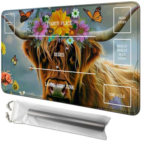 RWUTYTIUL Flower Cow Card Playmat 61 x 35,6 cm mit Schlauchtasche, Kartenspielmatte mit Zonen, Commander-Deckbrett, MTG, RPG, CCG, TCG, Kartenspiel, Schreibtischmatten für Anfänger RWUTYTIUL Flower Cow Card Playmat 61 x 35,6 cm mit Schlauchtasche, Kartenspielmatte mit Zonen, Commander-Deckbrett, MTG, RPG, CCG, TCG, Kartenspiel, Schreibtischmatten für Anfänger von RWUTYTIUL
