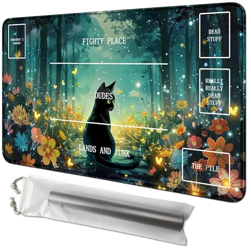 RWUTYTIUL Forest Cat Spielmatte, 61 x 35,6 cm, mit Playmat-Tasche, Kartenspiel, Spielmatte mit Zonen, Kommandantendeckbrett, MTG, RPG, CCG, TCG, Kartenspiel, Schreibtischmatten für Anfänger RWUTYTIUL Forest Cat Spielmatte, 61 x 35,6 cm, mit Playmat-Tasche, Kartenspiel, Spielmatte mit Zonen, Kommandantendeckbrett, MTG, RPG, CCG, TCG, Kartenspiel, Schreibtischmatten für Anfänger von RWUTYTIUL