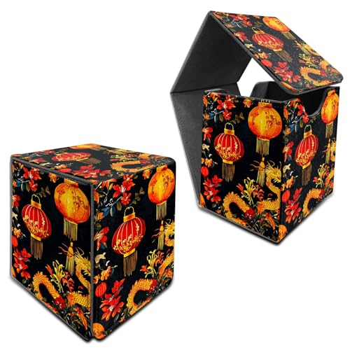 RWUTYTIUL Für MTG Commander Deck Box, Karten-Aufbewahrungsbox passend für 100+ Hülsenkarten, PU-Leder, große Größe, starker Magnet, Kartendeck-Halter für Brettspiel, Magic MTG TCG CCG, Laterne Drache RWUTYTIUL Für MTG Commander Deck Box, Karten-Aufbewahrungsbox passend für 100+ Hülsenkarten, PU-Leder, große Größe, starker Magnet, Kartendeck-Halter für Brettspiel, Magic MTG TCG CCG, Laterne Drache von RWUTYTIUL