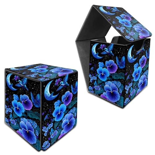 RWUTYTIUL Für MTG Commander Deck Box, Karten-Aufbewahrungsbox passend für 100+ Hülsenkarten, PU-Leder, große Größe, starker Magnet, Kartendeck-Halter für Brettspiel, Magic MTG TCG CCG, blaue Blume RWUTYTIUL Für MTG Commander Deck Box, Karten-Aufbewahrungsbox passend für 100+ Hülsenkarten, PU-Leder, große Größe, starker Magnet, Kartendeck-Halter für Brettspiel, Magic MTG TCG CCG, blaue Blume von RWUTYTIUL