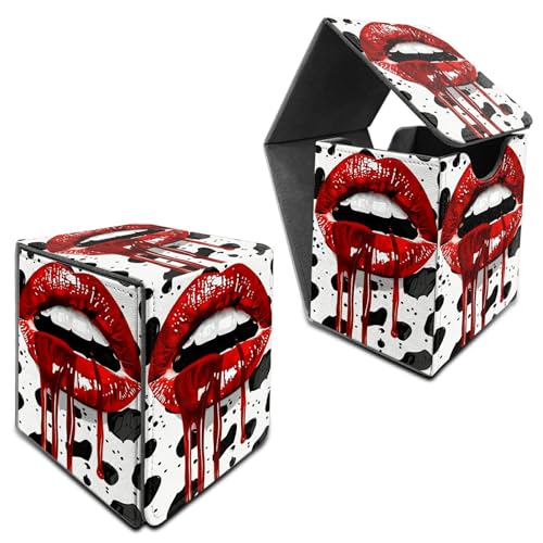 RWUTYTIUL Für MTG Commander Deck Box, Karten-Aufbewahrungsbox passend für 100+ Hülsenkarten, PU-Leder, große Größe, starker Magnet, Kartendeck-Halter für Brettspiel, Magic MTG TCG CCG, rote Lippen RWUTYTIUL Für MTG Commander Deck Box, Karten-Aufbewahrungsbox passend für 100+ Hülsenkarten, PU-Leder, große Größe, starker Magnet, Kartendeck-Halter für Brettspiel, Magic MTG TCG CCG, rote Lippen von RWUTYTIUL