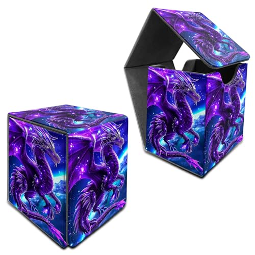 RWUTYTIUL Für MTG Commander Deck Box, Karten-Aufbewahrungsbox passend für 100+ Sleeved Karten, PU-Leder, große Größe, starker Magnet, Kartendeck-Halter für Brettspiel, Magic MTG TCG CCG, Purple Planet RWUTYTIUL Für MTG Commander Deck Box, Karten-Aufbewahrungsbox passend für 100+ Sleeved Karten, PU-Leder, große Größe, starker Magnet, Kartendeck-Halter für Brettspiel, Magic MTG TCG CCG, Purple Planet von RWUTYTIUL