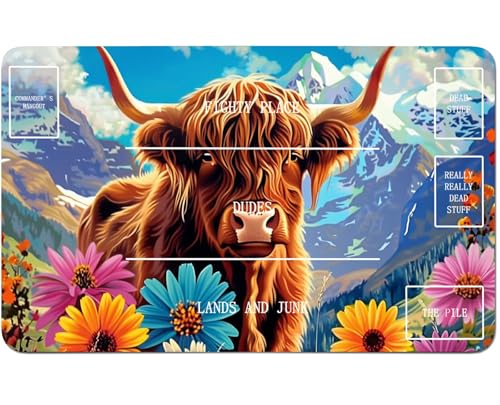 RWUTYTIUL Für MTG-Karten-Spielmatte, 61 x 35,6 cm, mit B-Zone, genähte Spielmatte für Commander-Board, TCG, RPG, CCG, Desktop-Tablet, Mauspad zum Spielen, Zubehör, Blume, Berge, Kuh RWUTYTIUL Für MTG-Karten-Spielmatte, 61 x 35,6 cm, mit B-Zone, genähte Spielmatte für Commander-Board, TCG, RPG, CCG, Desktop-Tablet, Mauspad zum Spielen, Zubehör, Blume, Berge, Kuh von RWUTYTIUL
