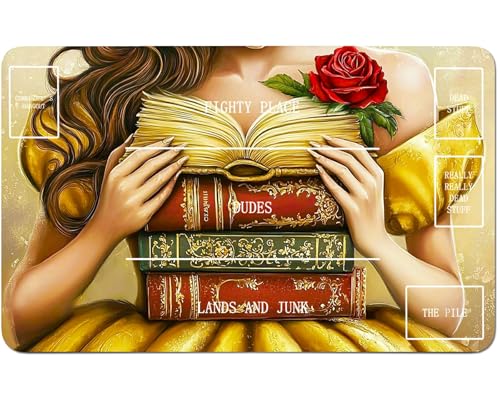RWUTYTIUL Für MTG-Karten-Spielmatte, 61 x 35,6 cm, mit B-Zone, genähte Spielmatte für Commander-Board, TCG, RPG, CCG, Desktop-Tablet, Mauspad zum Spielen, Zubehör, Buch Rose Girl RWUTYTIUL Für MTG-Karten-Spielmatte, 61 x 35,6 cm, mit B-Zone, genähte Spielmatte für Commander-Board, TCG, RPG, CCG, Desktop-Tablet, Mauspad zum Spielen, Zubehör, Buch Rose Girl von RWUTYTIUL