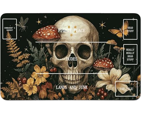 RWUTYTIUL Für MTG-Karten-Spielmatte, 61 x 35,6 cm, mit B-Zone, genähte Spielmatte für Commander-Board, TCG, RPG, CCG, Desktop-Tablet, Mauspad zum Spielen, Zubehör, Pilzschädel RWUTYTIUL Für MTG-Karten-Spielmatte, 61 x 35,6 cm, mit B-Zone, genähte Spielmatte für Commander-Board, TCG, RPG, CCG, Desktop-Tablet, Mauspad zum Spielen, Zubehör, Pilzschädel von RWUTYTIUL