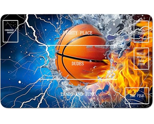 RWUTYTIUL Für MTG-Karten-Spielmatte, 61 x 35,6 cm, mit B-Zone, genähte Spielmatte für Commander-Board, TCG, RPG, CCG, Desktop-Tablet, Mauspad zum Spielen von Zubehör, Flamme Basketball RWUTYTIUL Für MTG-Karten-Spielmatte, 61 x 35,6 cm, mit B-Zone, genähte Spielmatte für Commander-Board, TCG, RPG, CCG, Desktop-Tablet, Mauspad zum Spielen von Zubehör, Flamme Basketball von RWUTYTIUL
