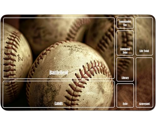 RWUTYTIUL Für MTG-Karten-Spielmatte, 61 x 35,6 cm, mit einer Zone, genähte Spielmatte für Commander-Board, TCG, RPG, CCG, Desktop-Tablet, Mauspad für Spielzubehör, Baseball von RWUTYTIUL