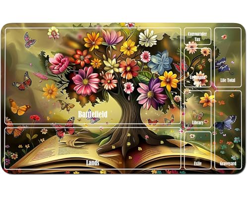 RWUTYTIUL Für MTG-Karten-Spielmatte, 61 x 35,6 cm, mit einer Zone, genähte Spielmatte für Commander-Board, TCG, RPG, CCG, Desktop-Tablet, Mauspad zum Spielen von Zubehör, Büchern, Bäumen von RWUTYTIUL