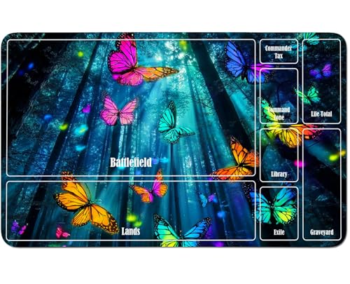 RWUTYTIUL Für MTG-Karten-Spielmatte, 61 x 35,6 cm, mit einer Zone, genähte Spielmatte für Commander-Board, TCG, RPG, CCG, Desktop-Tablet, Mauspad zum Spielen von Zubehör, Waldschmetterlingskunst RWUTYTIUL Für MTG-Karten-Spielmatte, 61 x 35,6 cm, mit einer Zone, genähte Spielmatte für Commander-Board, TCG, RPG, CCG, Desktop-Tablet, Mauspad zum Spielen von Zubehör, Waldschmetterlingskunst von RWUTYTIUL