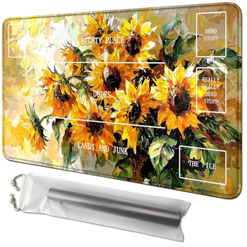 RWUTYTIUL Gelbe Sonnenblumenkarten-Spielmatte, 61 x 35,6 cm, mit Playmat-Schlauchtasche, Kartenspiel-Spielmatte mit Zonen, Kommandantendeckbrett, MTG, RPG, CCG, TCG, Kartenspiel, Schreibtischmatten RWUTYTIUL Gelbe Sonnenblumenkarten-Spielmatte, 61 x 35,6 cm, mit Playmat-Schlauchtasche, Kartenspiel-Spielmatte mit Zonen, Kommandantendeckbrett, MTG, RPG, CCG, TCG, Kartenspiel, Schreibtischmatten von RWUTYTIUL