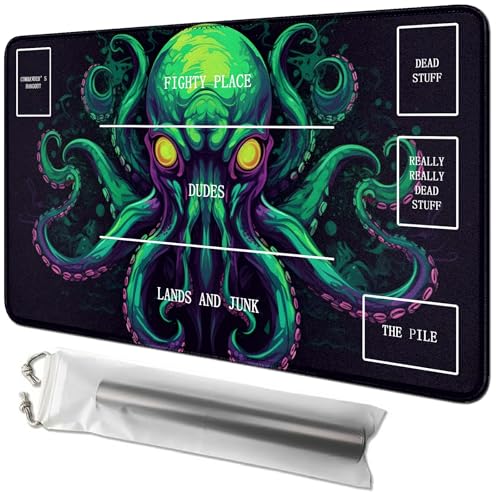 RWUTYTIUL Green Octopus Card Playmat 24 X 14 Inch with Tube Bag, Card Gameplay Mat with Zones Commander Deck Board MTG RPG CCG TCG Card Game Playing Desk Mat for Beginner RWUTYTIUL Green Octopus Card Playmat 24 X 14 Inch with Tube Bag, Card Gameplay Mat with Zones Commander Deck Board MTG RPG CCG TCG Card Game Playing Desk Mat for Beginner von RWUTYTIUL