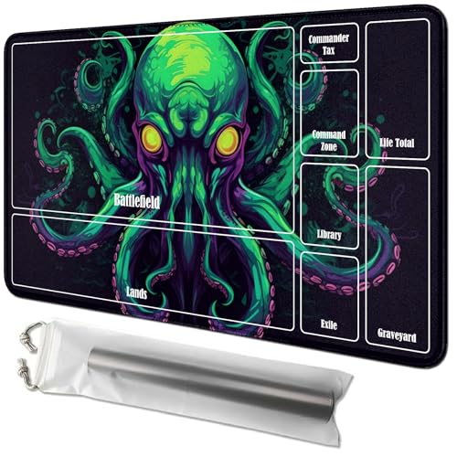 RWUTYTIUL Green Octopus Karten-Spielmatte, 61 x 35,6 cm, mit Playmat-Tube, Kartenspiel-Spielmatte mit Zonen, Kommandanten-Deckbrett, MTG, RPG, CCG, TCG, Kartenspiel, Schreibtischmatten für Anfänger RWUTYTIUL Green Octopus Karten-Spielmatte, 61 x 35,6 cm, mit Playmat-Tube, Kartenspiel-Spielmatte mit Zonen, Kommandanten-Deckbrett, MTG, RPG, CCG, TCG, Kartenspiel, Schreibtischmatten für Anfänger von RWUTYTIUL