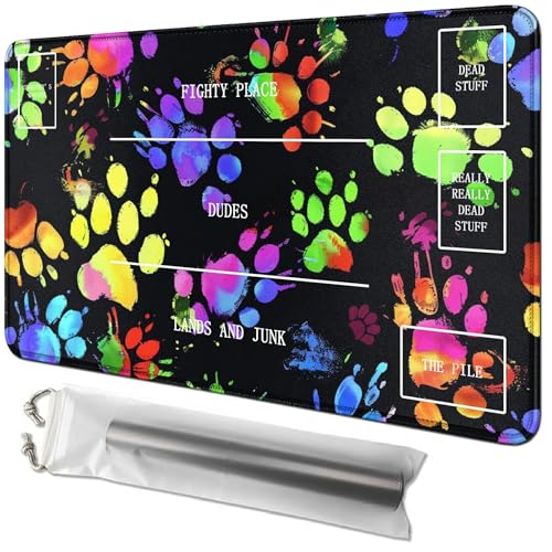 RWUTYTIUL Hundepfotenabdruck-Karten-Spielmatte, 61 x 35,6 cm, mit Playmat-Tube-Tasche, Kartenspiel-Spielmatte mit Zonen, Kommandanten-Deckbrett, MTG, RPG, CCG, TCG, Kartenspiel, Schreibtischmatten für RWUTYTIUL Hundepfotenabdruck-Karten-Spielmatte, 61 x 35,6 cm, mit Playmat-Tube-Tasche, Kartenspiel-Spielmatte mit Zonen, Kommandanten-Deckbrett, MTG, RPG, CCG, TCG, Kartenspiel, Schreibtischmatten für von RWUTYTIUL
