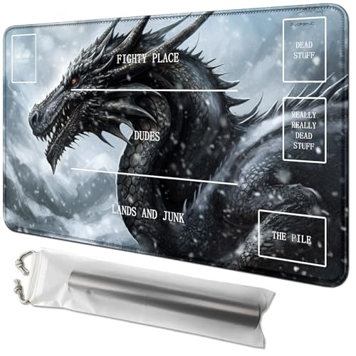 RWUTYTIUL Iceberg Drachenkarten-Spielmatte, 61 x 35,6 cm, mit Tube-Tasche, Kartenspielbrett mit Zonen, Kommandantendeck, MTG, RPG, CCG, TCG, Kartenspiel, Schreibtischunterlage für Anfänger RWUTYTIUL Iceberg Drachenkarten-Spielmatte, 61 x 35,6 cm, mit Tube-Tasche, Kartenspielbrett mit Zonen, Kommandantendeck, MTG, RPG, CCG, TCG, Kartenspiel, Schreibtischunterlage für Anfänger von RWUTYTIUL