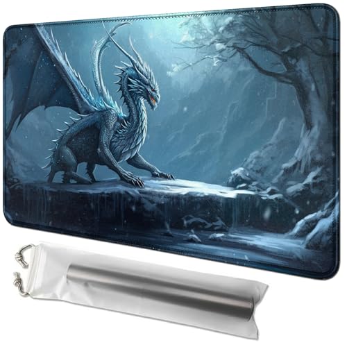 RWUTYTIUL Kartenspielmatte, 61 x 35,6 cm, mit Playmat-Schlauchtasche, Kartenspiel, Spielmatte mit genähtem Commander-Deckbrett, MTG, RPG, CCG, TCG, Kartenspiel, Schreibtischmatten für Anfänger, Drache RWUTYTIUL Kartenspielmatte, 61 x 35,6 cm, mit Playmat-Schlauchtasche, Kartenspiel, Spielmatte mit genähtem Commander-Deckbrett, MTG, RPG, CCG, TCG, Kartenspiel, Schreibtischmatten für Anfänger, Drache von RWUTYTIUL