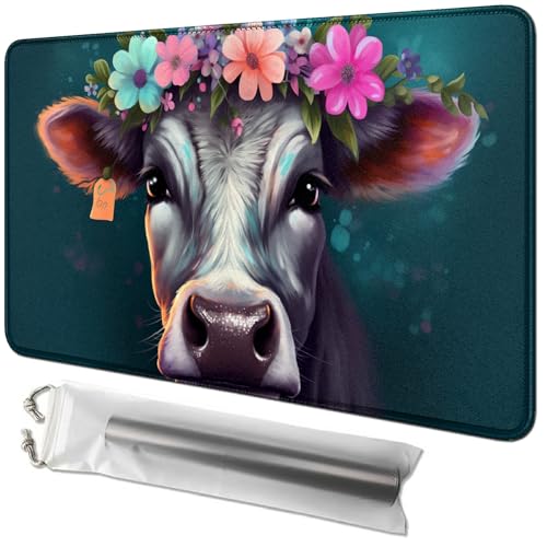 RWUTYTIUL Kartenspielmatte 61 x 35,6 cm mit Playmat-Tube-Tasche, Kartenspiel-Spielmatte mit genähtem Commander-Deckbrett, MTG, RPG, CCG, TCG, Kartenspiel, Schreibtischmatten für Anfänger, Blumenkuh RWUTYTIUL Kartenspielmatte 61 x 35,6 cm mit Playmat-Tube-Tasche, Kartenspiel-Spielmatte mit genähtem Commander-Deckbrett, MTG, RPG, CCG, TCG, Kartenspiel, Schreibtischmatten für Anfänger, Blumenkuh von RWUTYTIUL