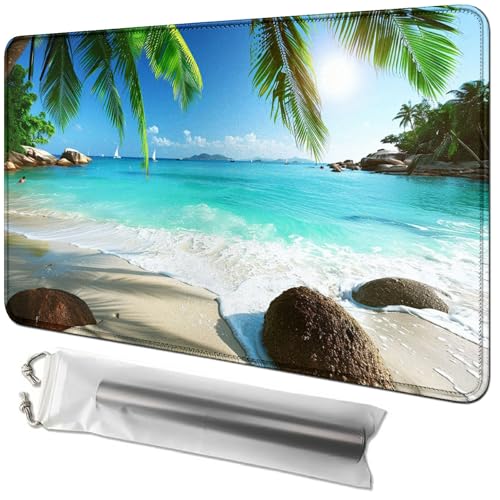 RWUTYTIUL Kartenspielmatte 61 x 35,6 cm mit Playmat-Tube-Tasche, Kartenspiel-Spielmatte mit genähtem Commander-Deckbrett, MTG, RPG, CCG, TCG, Kartenspiel, Schreibtischmatten für Anfänger, Sandstrand RWUTYTIUL Kartenspielmatte 61 x 35,6 cm mit Playmat-Tube-Tasche, Kartenspiel-Spielmatte mit genähtem Commander-Deckbrett, MTG, RPG, CCG, TCG, Kartenspiel, Schreibtischmatten für Anfänger, Sandstrand von RWUTYTIUL