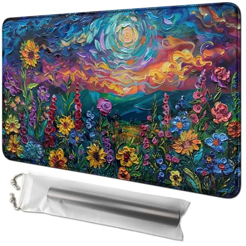 RWUTYTIUL Kartenspielmatte 61 x 35,6 cm mit Playmat-Tube-Tasche, Kartenspiel-Spielmatte mit genähtem Commander-Deckbrett, MTG, RPG, CCG, TCG, Kartenspiel, Schreibtischmatten für Anfänger, Sonnenblume RWUTYTIUL Kartenspielmatte 61 x 35,6 cm mit Playmat-Tube-Tasche, Kartenspiel-Spielmatte mit genähtem Commander-Deckbrett, MTG, RPG, CCG, TCG, Kartenspiel, Schreibtischmatten für Anfänger, Sonnenblume von RWUTYTIUL