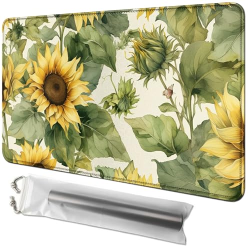 RWUTYTIUL Kartenspielmatte 61 x 35,6 cm mit Playmat-Tube-Tasche, Kartenspiel-Spielmatte mit genähtem Commander-Deckbrett, MTG, RPG, CCG, TCG, Kartenspiel, Schreibtischmatten für Anfänger, Sonnenblume RWUTYTIUL Kartenspielmatte 61 x 35,6 cm mit Playmat-Tube-Tasche, Kartenspiel-Spielmatte mit genähtem Commander-Deckbrett, MTG, RPG, CCG, TCG, Kartenspiel, Schreibtischmatten für Anfänger, Sonnenblume von RWUTYTIUL