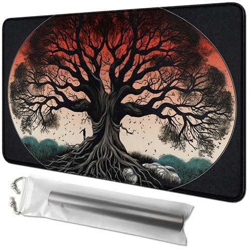 RWUTYTIUL Kartenspielmatte 61 x 35,6 cm mit Playmat-Tube-Tasche, Kartenspiel-Spielmatte mit genähtem Commander-Deckbrett, MTG, RPG, CCG, TCG, Kartenspiel, Schreibtischmatten für Anfänger, Baum RWUTYTIUL Kartenspielmatte 61 x 35,6 cm mit Playmat-Tube-Tasche, Kartenspiel-Spielmatte mit genähtem Commander-Deckbrett, MTG, RPG, CCG, TCG, Kartenspiel, Schreibtischmatten für Anfänger, Baum von RWUTYTIUL