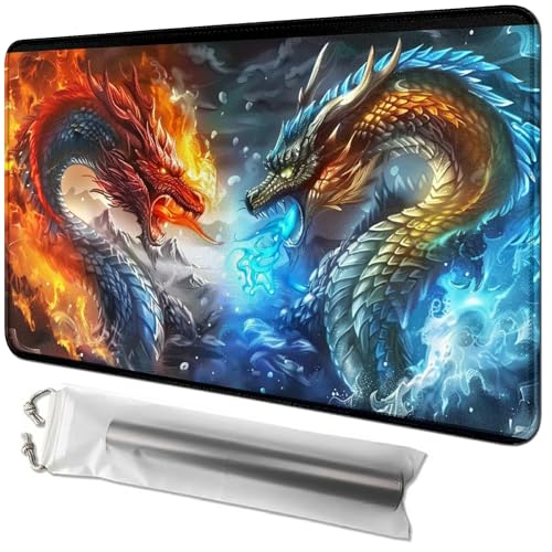 RWUTYTIUL Kartenspielmatte 61 x 35,6 cm mit Playmat-Tube-Tasche, Kartenspiel-Spielmatte mit genähtem Commander-Deckbrett, MTG, RPG, CCG, TCG, Kartenspiel, Schreibtischmatten für Anfänger, rot-blauer RWUTYTIUL Kartenspielmatte 61 x 35,6 cm mit Playmat-Tube-Tasche, Kartenspiel-Spielmatte mit genähtem Commander-Deckbrett, MTG, RPG, CCG, TCG, Kartenspiel, Schreibtischmatten für Anfänger, rot-blauer von RWUTYTIUL