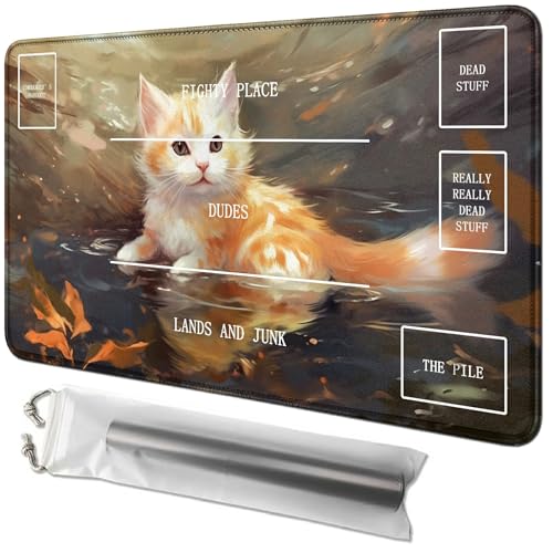 RWUTYTIUL Katzenkarten-Spielmatte, 61 x 35,6 cm, mit Playmat-Tasche, Kartenspiel-Spielmatte mit Zonen, Kommandanten-Deckbrett, MTG, RPG, CCG, TCG, Kartenspiel, Schreibtischmatten für Anfänger RWUTYTIUL Katzenkarten-Spielmatte, 61 x 35,6 cm, mit Playmat-Tasche, Kartenspiel-Spielmatte mit Zonen, Kommandanten-Deckbrett, MTG, RPG, CCG, TCG, Kartenspiel, Schreibtischmatten für Anfänger von RWUTYTIUL