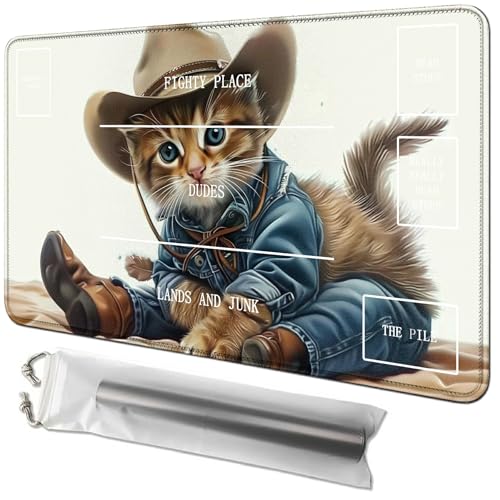RWUTYTIUL Katzenkarten-Spielmatte, 61 x 35,6 cm, mit Playmat-Tasche, Kartenspiel-Spielmatte mit Zonen, Kommandanten-Deckbrett, MTG, RPG, CCG, TCG, Kartenspiel, Schreibtischmatten für Anfänger RWUTYTIUL Katzenkarten-Spielmatte, 61 x 35,6 cm, mit Playmat-Tasche, Kartenspiel-Spielmatte mit Zonen, Kommandanten-Deckbrett, MTG, RPG, CCG, TCG, Kartenspiel, Schreibtischmatten für Anfänger von RWUTYTIUL