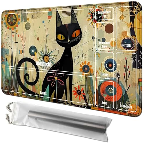 RWUTYTIUL Katzenkarten-Spielmatte, 61 x 35,6 cm, mit Playmat-Tasche, Kartenspiel-Spielmatte mit Zonen, Kommandanten-Deckbrett, MTG, RPG, CCG, TCG, Kartenspiel, Schreibtischmatten für Anfänger RWUTYTIUL Katzenkarten-Spielmatte, 61 x 35,6 cm, mit Playmat-Tasche, Kartenspiel-Spielmatte mit Zonen, Kommandanten-Deckbrett, MTG, RPG, CCG, TCG, Kartenspiel, Schreibtischmatten für Anfänger von RWUTYTIUL