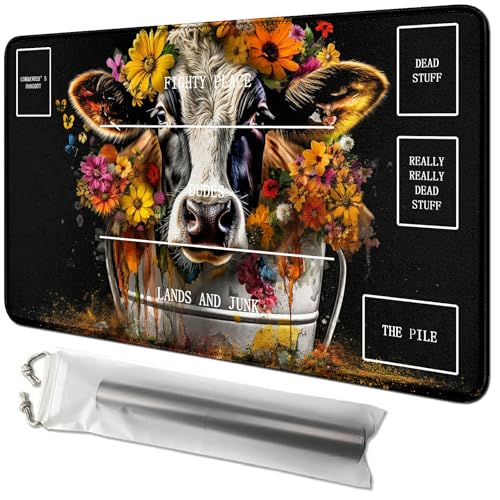 RWUTYTIUL Kuhblumen-Spielmatte, 61 x 35,6 cm, mit Tube-Tasche, Kartenspiel-Spielmatte mit Zonen, Kommandantendeckbrett, MTG, RPG, CCG, TCG, Kartenspiel, Schreibtischmatten für Anfänger RWUTYTIUL Kuhblumen-Spielmatte, 61 x 35,6 cm, mit Tube-Tasche, Kartenspiel-Spielmatte mit Zonen, Kommandantendeckbrett, MTG, RPG, CCG, TCG, Kartenspiel, Schreibtischmatten für Anfänger von RWUTYTIUL