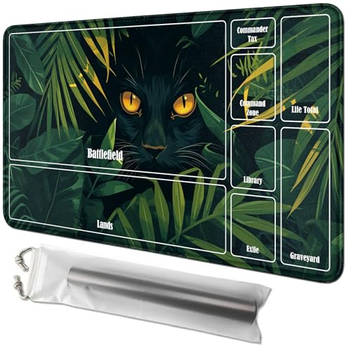 RWUTYTIUL Leaf Cat Spielmatte, 61 x 35,6 cm, mit Playmat-Tasche, Kartenspiel-Spielmatte mit Zonen, Kommandanten-Deckbrett, MTG, RPG, CCG, TCG, Kartenspiel, Schreibtischmatten für Anfänger RWUTYTIUL Leaf Cat Spielmatte, 61 x 35,6 cm, mit Playmat-Tasche, Kartenspiel-Spielmatte mit Zonen, Kommandanten-Deckbrett, MTG, RPG, CCG, TCG, Kartenspiel, Schreibtischmatten für Anfänger von RWUTYTIUL