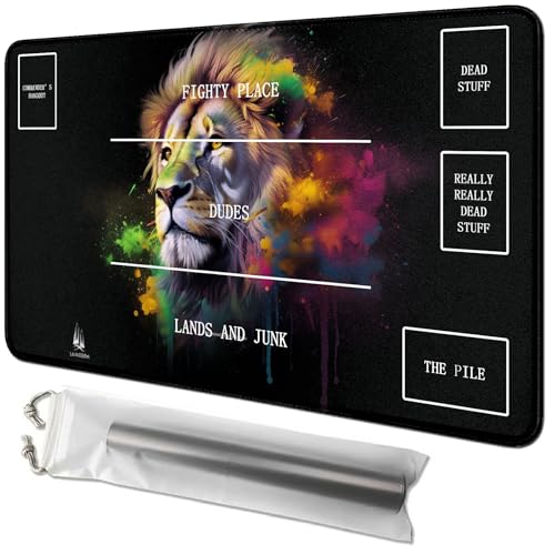 RWUTYTIUL Lion Card Playmat 61 x 35,6 cm mit Playmat Tube Bag, Kartenspiel-Spielmatte mit Zonen, Commander-Deckbrett, MTG, RPG, CCG, TCG, Kartenspiel, Schreibtischmatten für Anfänger RWUTYTIUL Lion Card Playmat 61 x 35,6 cm mit Playmat Tube Bag, Kartenspiel-Spielmatte mit Zonen, Commander-Deckbrett, MTG, RPG, CCG, TCG, Kartenspiel, Schreibtischmatten für Anfänger von RWUTYTIUL