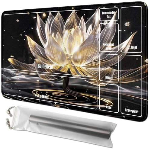 RWUTYTIUL Lotus-Karten-Spielmatte, 61 x 35,6 cm, mit Tube-Tasche, Kartenspielmatte mit Zonen, Commander-Deckbrett, MTG, RPG, CCG, TCG, Kartenspiel, Schreibtischunterlage für Anfänger RWUTYTIUL Lotus-Karten-Spielmatte, 61 x 35,6 cm, mit Tube-Tasche, Kartenspielmatte mit Zonen, Commander-Deckbrett, MTG, RPG, CCG, TCG, Kartenspiel, Schreibtischunterlage für Anfänger von RWUTYTIUL