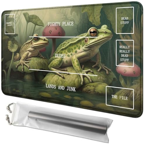 RWUTYTIUL Lotusblattfrosch-Karten-Spielmatte, 61 x 35,6 cm, mit Playmat-Tube-Tasche, Kartenspiel-Spielmatte mit Zonen, Kommandanten-Deckbrett, MTG, RPG, CCG, TCG, Kartenspiel, Schreibtischmatten für RWUTYTIUL Lotusblattfrosch-Karten-Spielmatte, 61 x 35,6 cm, mit Playmat-Tube-Tasche, Kartenspiel-Spielmatte mit Zonen, Kommandanten-Deckbrett, MTG, RPG, CCG, TCG, Kartenspiel, Schreibtischmatten für von RWUTYTIUL