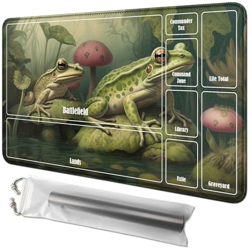 RWUTYTIUL Lotusblattfrosch-Karten-Spielmatte, 61 x 35,6 cm, mit Playmat-Tube-Tasche, Kartenspiel-Spielmatte mit Zonen, Kommandanten-Deckbrett, MTG, RPG, CCG, TCG, Kartenspiel, Schreibtischmatten für RWUTYTIUL Lotusblattfrosch-Karten-Spielmatte, 61 x 35,6 cm, mit Playmat-Tube-Tasche, Kartenspiel-Spielmatte mit Zonen, Kommandanten-Deckbrett, MTG, RPG, CCG, TCG, Kartenspiel, Schreibtischmatten für von RWUTYTIUL