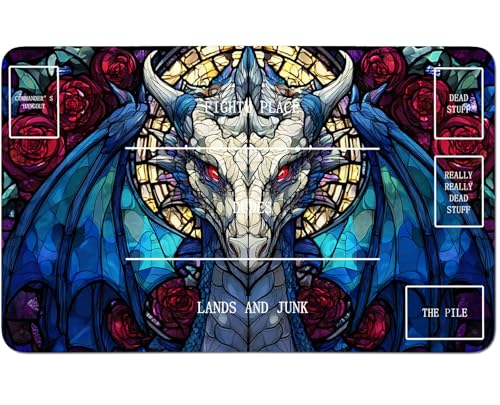 RWUTYTIUL MTG-Karten-Spielmatte, 61 x 35,6 cm, mit B-Zone, genähte Spielmatte für Commander-Board, TCG, RPG, CCG, Desktop-Tablet, Mauspad zum Spielen, Zubehör, Glas-Wasserhahn von RWUTYTIUL