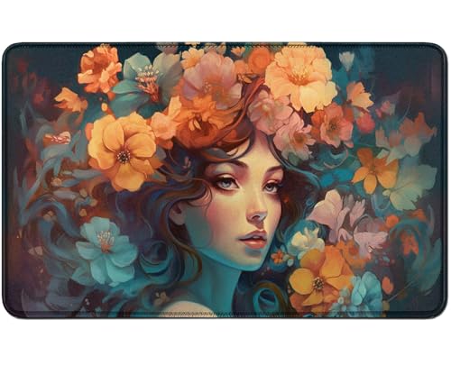 RWUTYTIUL MTG Kartenspielmatte, 61 x 35,6 cm, Genähte Spielmatte für Commander Board RPG CCG Game Magic The Gathering, Spielmatte für Kartenspiel-Zubehör, Blumenmädchen RWUTYTIUL MTG Kartenspielmatte, 61 x 35,6 cm, Genähte Spielmatte für Commander Board RPG CCG Game Magic The Gathering, Spielmatte für Kartenspiel-Zubehör, Blumenmädchen von RWUTYTIUL