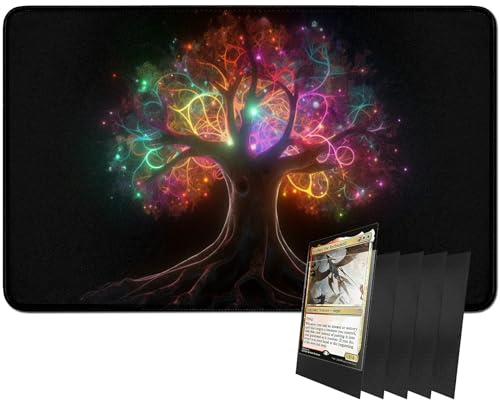 RWUTYTIUL MTG-Kartenspielmatte und 100 Kartenhüllen, 61 x 35,6 cm TCG-Spielmatte, genähte Spielmatte für Commander Board RPG CCG Game Magic The Gathering, Spielmatte, Baum RWUTYTIUL MTG-Kartenspielmatte und 100 Kartenhüllen, 61 x 35,6 cm TCG-Spielmatte, genähte Spielmatte für Commander Board RPG CCG Game Magic The Gathering, Spielmatte, Baum von RWUTYTIUL