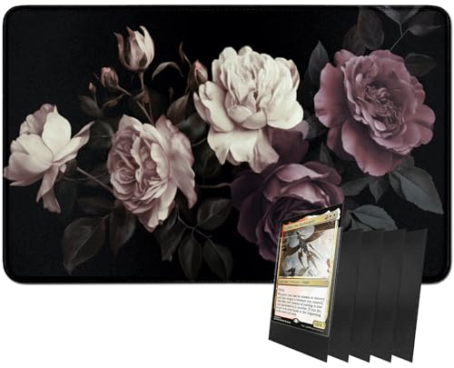 RWUTYTIUL MTG-Kartenspielmatte und 100 Kartenhüllen, 61 x 35,6 cm TCG-Spielmatte, genähte Spielmatte für Commander Board RPG CCG Game Magic The Gathering, Spielmatte, Blume RWUTYTIUL MTG-Kartenspielmatte und 100 Kartenhüllen, 61 x 35,6 cm TCG-Spielmatte, genähte Spielmatte für Commander Board RPG CCG Game Magic The Gathering, Spielmatte, Blume von RWUTYTIUL