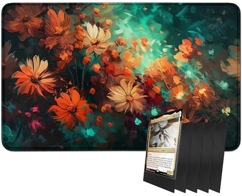 RWUTYTIUL MTG-Kartenspielmatte und 100 Kartenhüllen, 61 x 35,6 cm TCG-Spielmatte, genähte Spielmatte für Commander Board RPG CCG Game Magic The Gathering, Spielmatte, Blumen RWUTYTIUL MTG-Kartenspielmatte und 100 Kartenhüllen, 61 x 35,6 cm TCG-Spielmatte, genähte Spielmatte für Commander Board RPG CCG Game Magic The Gathering, Spielmatte, Blumen von RWUTYTIUL
